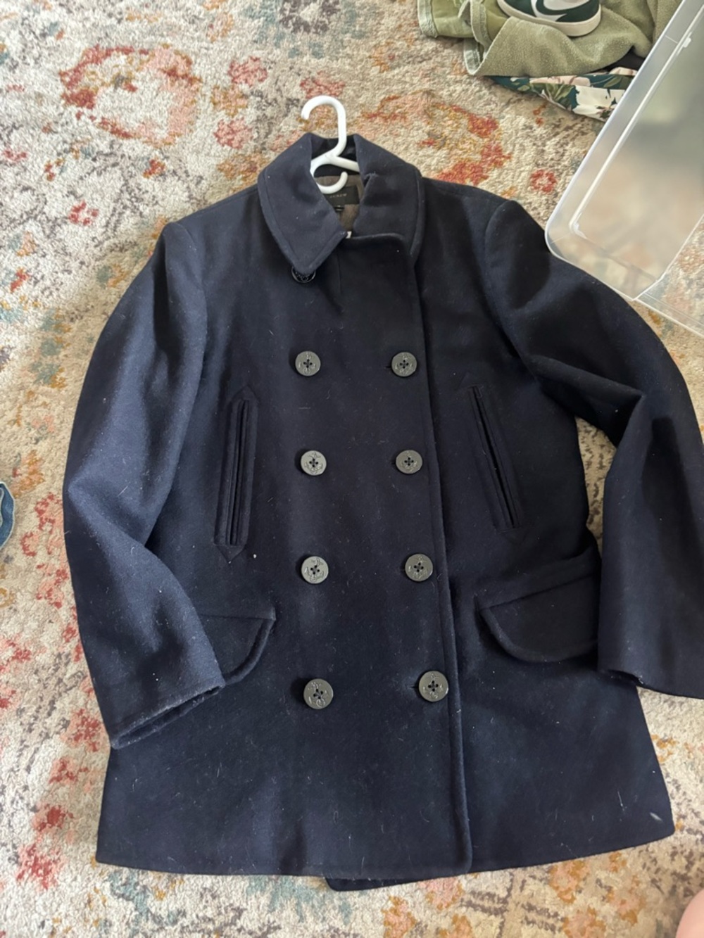 J. Crew Navy Jacket with Gray Herringbone Lining
